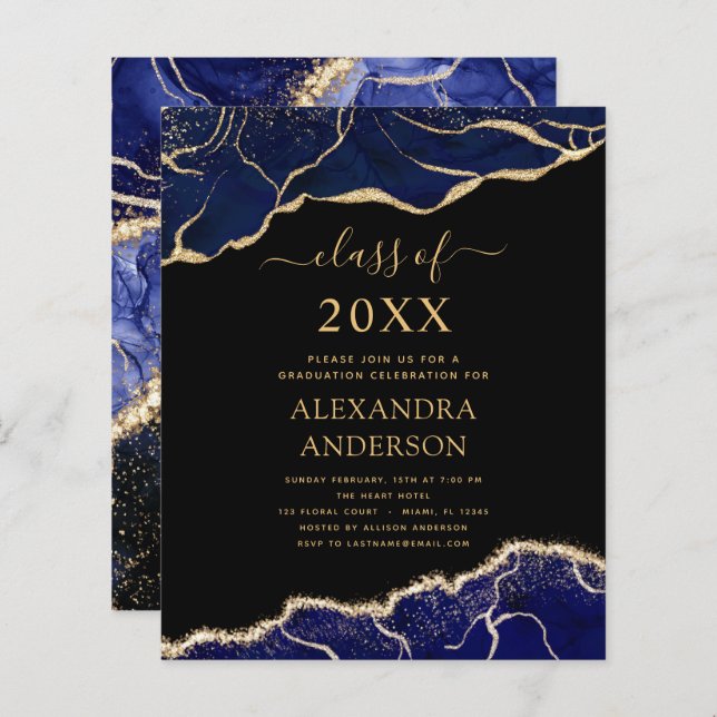 Budget Agate Graduation Class of 2023 Navy Blue (Voorkant / Achterkant)