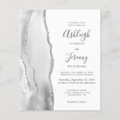 Budget Agate Grey White Silver Wedding Uitnodiging (Voorkant)