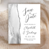 Budget Agate Grijs Zilver Script Save the Date