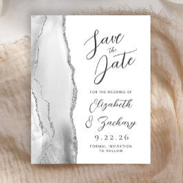 Budget Agate Grijs Zilver Script Save the Date