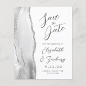 Budget Agate Grijs Zilver Script Save the Date (Voorkant)