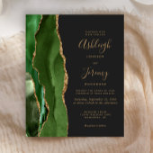 Budget Agate Hunter Green Gold Donk Wedding Invite