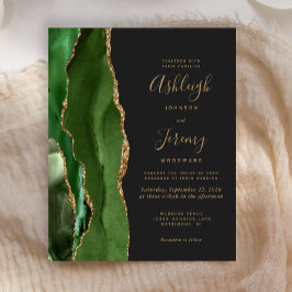 Budget Agate Hunter Green Gold Donk Wedding Invite