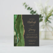 Budget Agate Hunter Green Gold Donk Wedding Invite (Staand voorkant)