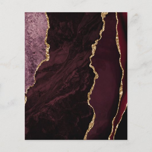 Budget Agate Marble Burgundy Gold Wedding Invite (Achterkant)