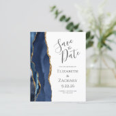 Budget Agate Navy Blauwe Trouw Save the Date (Staand voorkant)