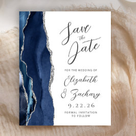 Budget Agate Navy Blauwe Zilveren Schrift Bewaar d