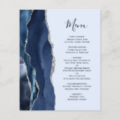 Budget Agate Navy Bleek Blue Silver Wedding Menu (Voorkant)