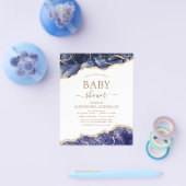 Budget Agate Navy Blue Gold Baby shower Flyer (Enkel)