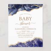 Budget Agate Navy Blue Gold Baby shower Flyer (Voorkant)