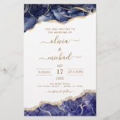 Budget Agate Navy Blue Gold Blue Wedding (Voorkant)