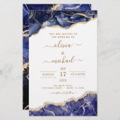 Budget Agate Navy Blue Gold Blue Wedding (Voorkant / Achterkant)