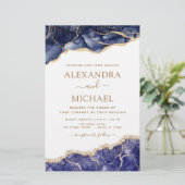 Budget Agate Navy Blue Gold Blue Wedding (Staand voorkant)