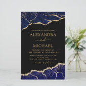 Budget Agate Navy Blue Gold Blue Wedding (Staand voorkant)