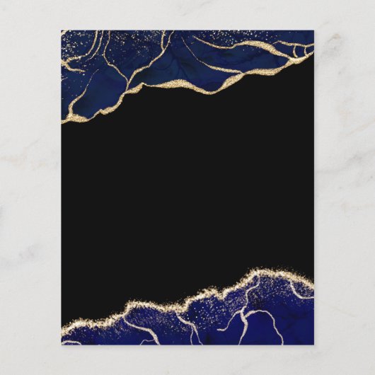 Budget Agate Navy Blue Gold Brunch en Bubble Flyer (Achterkant)