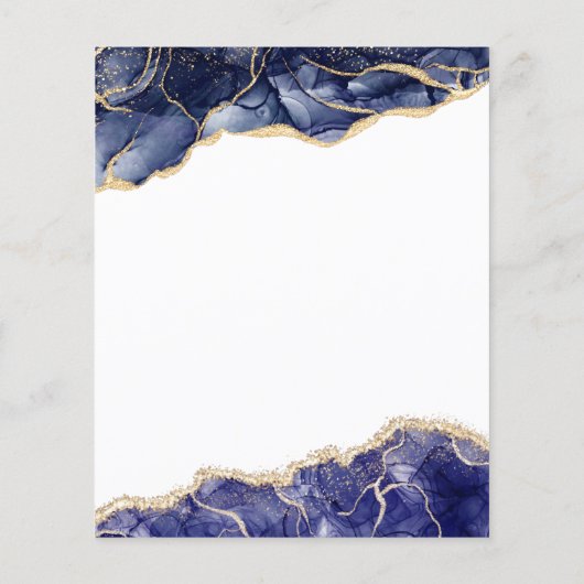 Budget Agate Navy Blue Gold Brunch en Bubble Flyer (Achterkant)