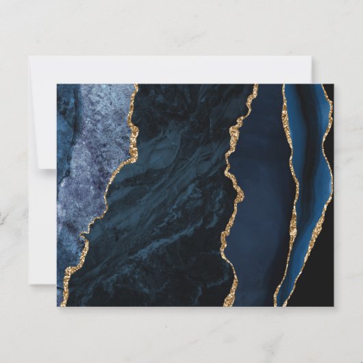 Budget Agate Navy Blue Gold Save the Date (Achterkant)