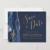 Budget Agate Navy Blue Gold Save the Date (Voorkant)