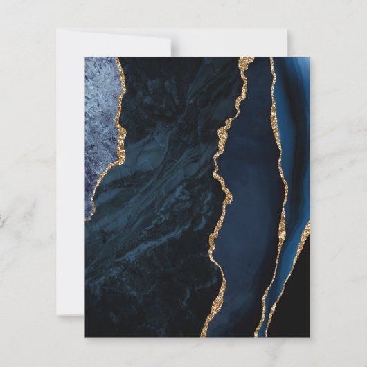 Budget Agate Navy Blue Gold Wedding Uitnodiging (Achterkant)