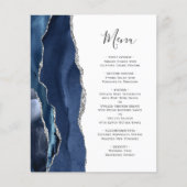 Budget Agate Navy Blue Silver Wedding Menu (Voorkant)