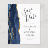 Budget Agate Navy Blue Wedding Save the Date (Voorkant)