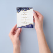 Budget Agate Navyblauw Goud Blauw Bruiloft Flyer (Hand)