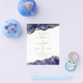 Budget Agate Navyblauw Goud Blauw Bruiloft Flyer (Enkel)