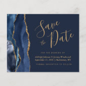 Budget Agate Navyblauw Goud Save the Date (Voorkant)