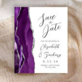 Budget Agate Paars Zilver Script Save the Date