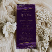 Budget Agate Paarse Goud Plum Wedding Programma