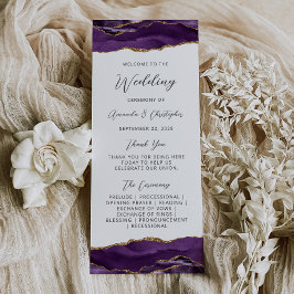 Budget Agate Paarse Gouden Bruiloftsprogramma Reclamekaart