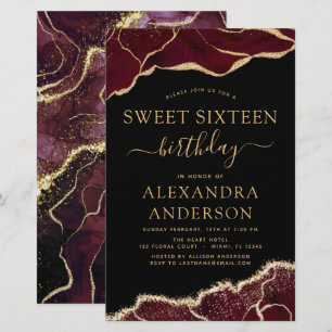 Budget Agate Sweet 16 Birthday Burgundy Gold