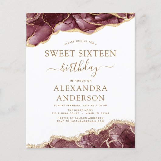 Budget Agate Sweet 16  Bourgondie Goud Flyer (Voorkant)