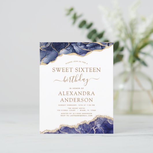 Budget Agate Sweet 16 Navy Blue Gold (Staand voorkant)