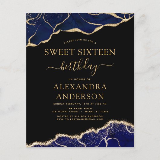 Budget Agate Sweet 16 Navy Blue Gold (Voorkant)