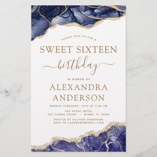 Budget Agate Sweet 16 Navy Blue Gold (Voorkant)