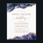 Budget Agate Sweet 16 Navy Blue Gold Flyer<br><div class="desc">Budget Agate Geode Navy Blue en Gold Foil Birthday Party Invitations - bevat een modern,  mooi en elegant script voor de speciale Sweet Sixteen (16e) Birthday Celebration.</div>