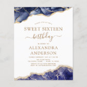 Budget Agate Sweet 16 Navy Blue Gold Flyer (Voorkant)