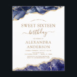 Budget Agate Sweet 16 Navy Blue Gold Flyer<br><div class="desc">Budget Agate Geode Navy Blue en Gold Foil Birthday Party Invitations - bevat een modern,  mooi en elegant script voor de speciale Sweet Sixteen (16e) Birthday Celebration.</div>