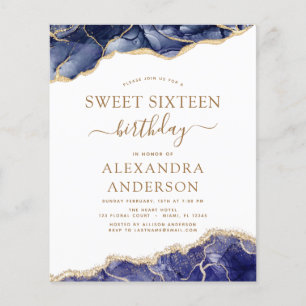 Budget Agate Sweet 16 Navy Blue Gold Flyer