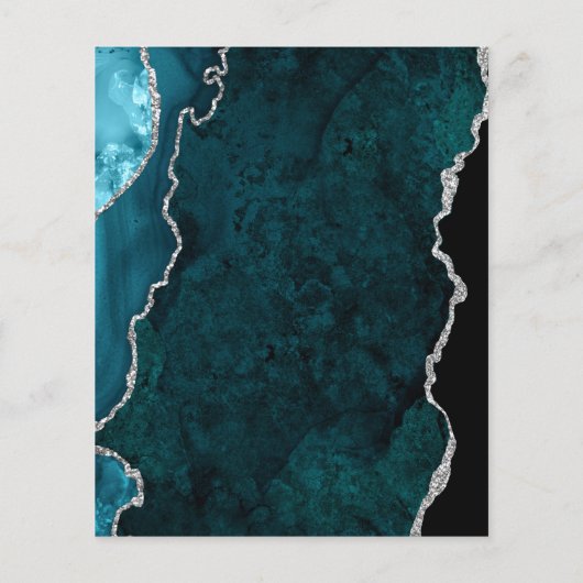 Budget Agate Turkoois Zilver Script Save the Date (Achterkant)