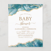 Budget Agate Turquoise Baby shower Blauwgroen Gold (Voorkant)