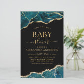 Budget Agate Turquoise Baby shower Blauwgroen Gold (Staand voorkant)