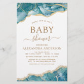 Budget Agate Turquoise Baby shower Blauwgroen Gold (Voorkant)