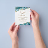 Budget Agate Turquoise Baby shower Blauwgroen Gold Flyer (Hand)
