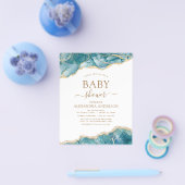 Budget Agate Turquoise Baby shower Blauwgroen Gold Flyer (Enkel)