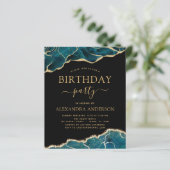 Budget Agate Turquoise Birthday Party Blauwgroen G (Staand voorkant)