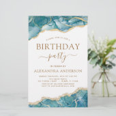 Budget Agate Turquoise Birthday Party Gold (Staand voorkant)