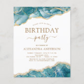 Budget Agate Turquoise Birthday Party Invitation (Voorkant)
