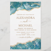 Budget Agate Turquoise Blauwgroen Gold Wedding (Voorkant)